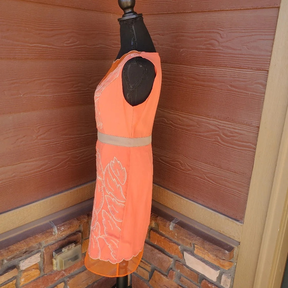 Altar'd State Orange Sleeveless Dress With Leaf Embroidery Size Small - Picture 9 of 15